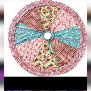 New Matilda Jane Christmas tree skirt 30" plaid buttons deer ruffles cut…